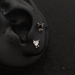 Titanium Devil Heart CZ Piercing Stud | 1PC – Blue / White / Pink / Black | Ear Nose Body Jewelry - AKAK BODYJEWELRY-ear-tunnel