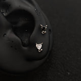 Titanium Devil Heart CZ Piercing Stud | 1PC – Blue / White / Pink / Black | Ear Nose Body Jewelry - AKAK BODYJEWELRY-ear-tunnel