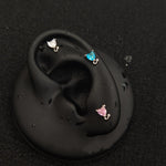 Titanium Devil Heart CZ Piercing Stud | 1PC – Blue / White / Pink / Black | Ear Nose Body Jewelry - AKAK BODYJEWELRY-ear-tunnel