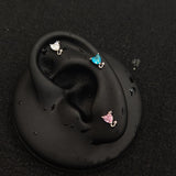 Titanium Devil Heart CZ Piercing Stud | 1PC – Blue / White / Pink / Black | Ear Nose Body Jewelry - AKAK BODYJEWELRY-ear-tunnel