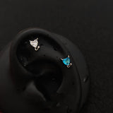 Titanium Devil Heart CZ Piercing Stud | 1PC – Blue / White / Pink / Black | Ear Nose Body Jewelry - AKAK BODYJEWELRY-ear-tunnel