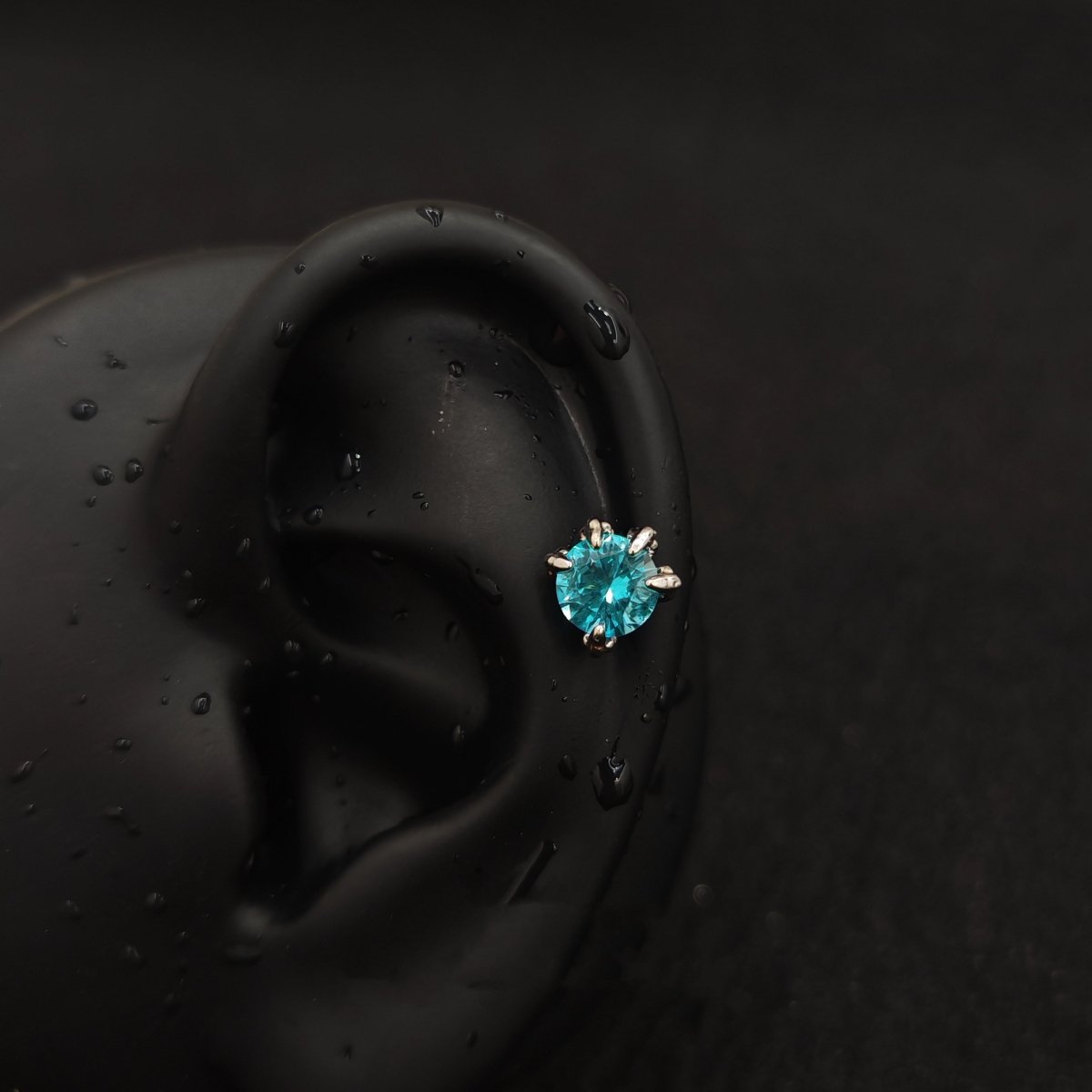 Titanium Dragon Claw CZ Piercing Stud | 1PC – Flat Back Labret | Ear Nose Body Jewelry - AKAK BODYJEWELRY-ear-tunnel