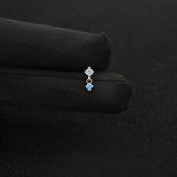 Titanium Dual CZ Dangle Piercing Stud – Blue / Purple / Red | Ear Nose Body Jewelry - AKAK BODYJEWELRY-ear-tunnel