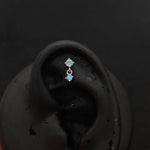 Titanium Dual CZ Dangle Piercing Stud – Blue / Purple / Red | Ear Nose Body Jewelry - AKAK BODYJEWELRY-ear-tunnel
