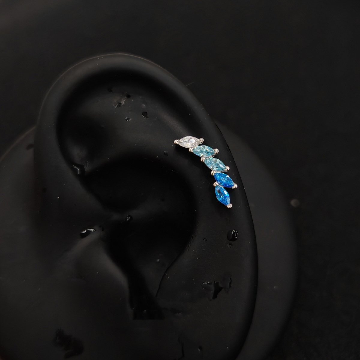 Titanium Feather CZ Piercing Stud | 1PC – Flat Back Labret | Ear Nose Body Jewelry - AKAK BODYJEWELRY-ear-tunnel