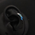 Titanium Feather CZ Piercing Stud | 1PC – Flat Back Labret | Ear Nose Body Jewelry - AKAK BODYJEWELRY-ear-tunnel