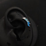 Titanium Feather CZ Piercing Stud | 1PC – Flat Back Labret | Ear Nose Body Jewelry - AKAK BODYJEWELRY-ear-tunnel