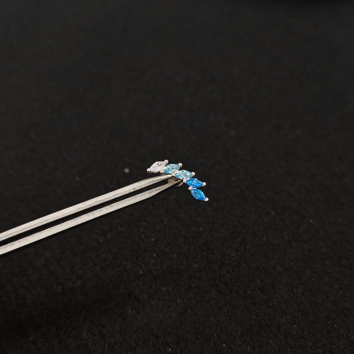 Titanium Feather CZ Piercing Stud | 1PC – Flat Back Labret | Ear Nose Body Jewelry - AKAK BODYJEWELRY-ear-tunnel
