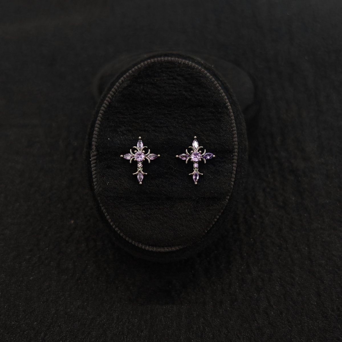 Titanium Fleur-de-Lis Cross CZ Piercing Stud | 1PC – Flat Back Labret | Ear Nose Body Jewelry - AKAK BODYJEWELRY-ear-tunnel