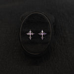 Titanium Fleur-de-Lis Cross CZ Piercing Stud | 1PC – Flat Back Labret | Ear Nose Body Jewelry - AKAK BODYJEWELRY-ear-tunnel
