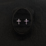 Titanium Fleur-de-Lis Cross CZ Piercing Stud | 1PC – Flat Back Labret | Ear Nose Body Jewelry - AKAK BODYJEWELRY-ear-tunnel