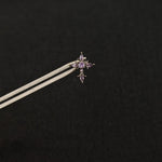 Titanium Fleur-de-Lis Cross CZ Piercing Stud | 1PC – Flat Back Labret | Ear Nose Body Jewelry - AKAK BODYJEWELRY-ear-tunnel