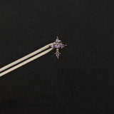 Titanium Fleur-de-Lis Cross CZ Piercing Stud | 1PC – Flat Back Labret | Ear Nose Body Jewelry - AKAK BODYJEWELRY-ear-tunnel