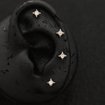 Titanium North Star & Four-Point Star CZ Piercing Stud| 1PC – Flat Back Labret | Ear Nose Body Jewelry - AKAK BODYJEWELRY-ear-tunnel