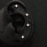 Titanium North Star & Four-Point Star CZ Piercing Stud| 1PC – Flat Back Labret | Ear Nose Body Jewelry - AKAK BODYJEWELRY-ear-tunnel