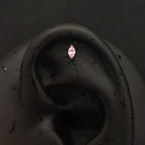 Titanium Single CZ Prong-Set Piercing Stud | 1PC – Blue / White / Pink | Ear Nose Body Jewelry - AKAK BODYJEWELRY-ear-tunnel