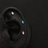 Titanium Single CZ Prong-Set Piercing Stud | 1PC – Blue / White / Pink | Ear Nose Body Jewelry - AKAK BODYJEWELRY-ear-tunnel