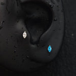 Titanium Single CZ Prong-Set Piercing Stud | 1PC – Blue / White / Pink | Ear Nose Body Jewelry - AKAK BODYJEWELRY-ear-tunnel