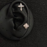 Titanium Snowflake Zircon Cartilage Piercing Stud – Sold Individually | Ear, Nose & Body Jewelry - AKAK BODYJEWELRY-ear-tunnel