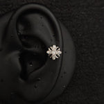 Titanium Snowflake Zircon Cartilage Piercing Stud – Sold Individually | Ear, Nose & Body Jewelry - AKAK BODYJEWELRY-ear-tunnel