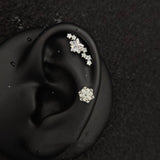 Titanium Star Cluster & Snowflake CZ Piercing Stu| 1PC – Flat Back Labret | Ear Nose Body Jewelry - AKAK BODYJEWELRY-ear-tunnel