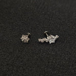 Titanium Star Cluster & Snowflake CZ Piercing Stu| 1PC – Flat Back Labret | Ear Nose Body Jewelry - AKAK BODYJEWELRY-ear-tunnel