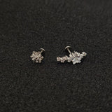 Titanium Star Cluster & Snowflake CZ Piercing Stu| 1PC – Flat Back Labret | Ear Nose Body Jewelry - AKAK BODYJEWELRY-ear-tunnel