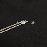 Titanium Star Cluster & Snowflake CZ Piercing Stu| 1PC – Flat Back Labret | Ear Nose Body Jewelry - AKAK BODYJEWELRY-ear-tunnel