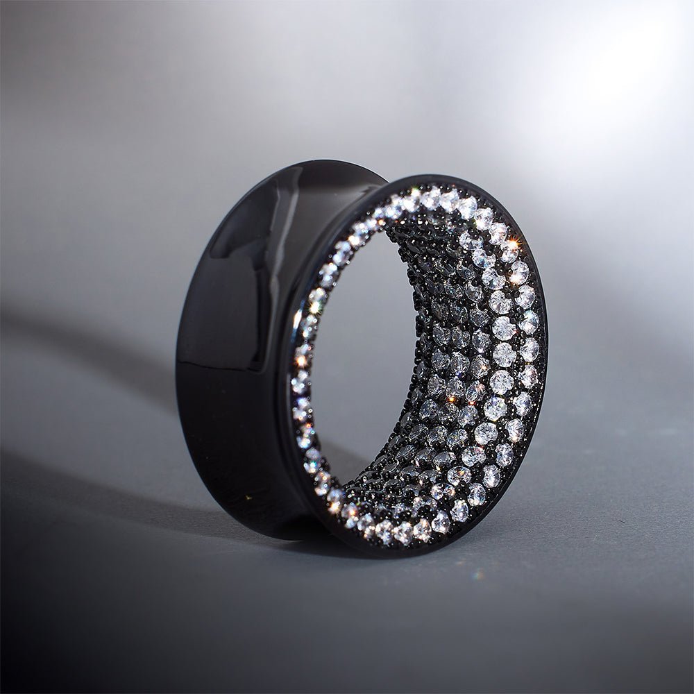 Tungsten Steel White Moissanite Stars Shining Ear Gauge Tunnel(2pcs) - AKAK BODYJEWELRY - ear - tunnel
