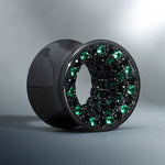 Tungsten Steel Zircon Black Green Tunnel(2pcs) - AKAK BODYJEWELRY - ear - tunnel
