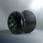 Tungsten Steel Zircon Black Green Tunnel(2pcs) - AKAK BODYJEWELRY - ear - tunnel