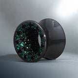 Tungsten Steel Zircon Black Green Tunnel(2pcs) - AKAK BODYJEWELRY - ear - tunnel