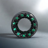 Tungsten Steel Zircon Black Green Tunnel(2pcs) - AKAK BODYJEWELRY - ear - tunnel