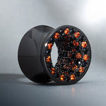 Tungsten Steel Zircon Black Red Ear Gauge Tunnel(2pcs) - AKAK BODYJEWELRY - ear - tunnel