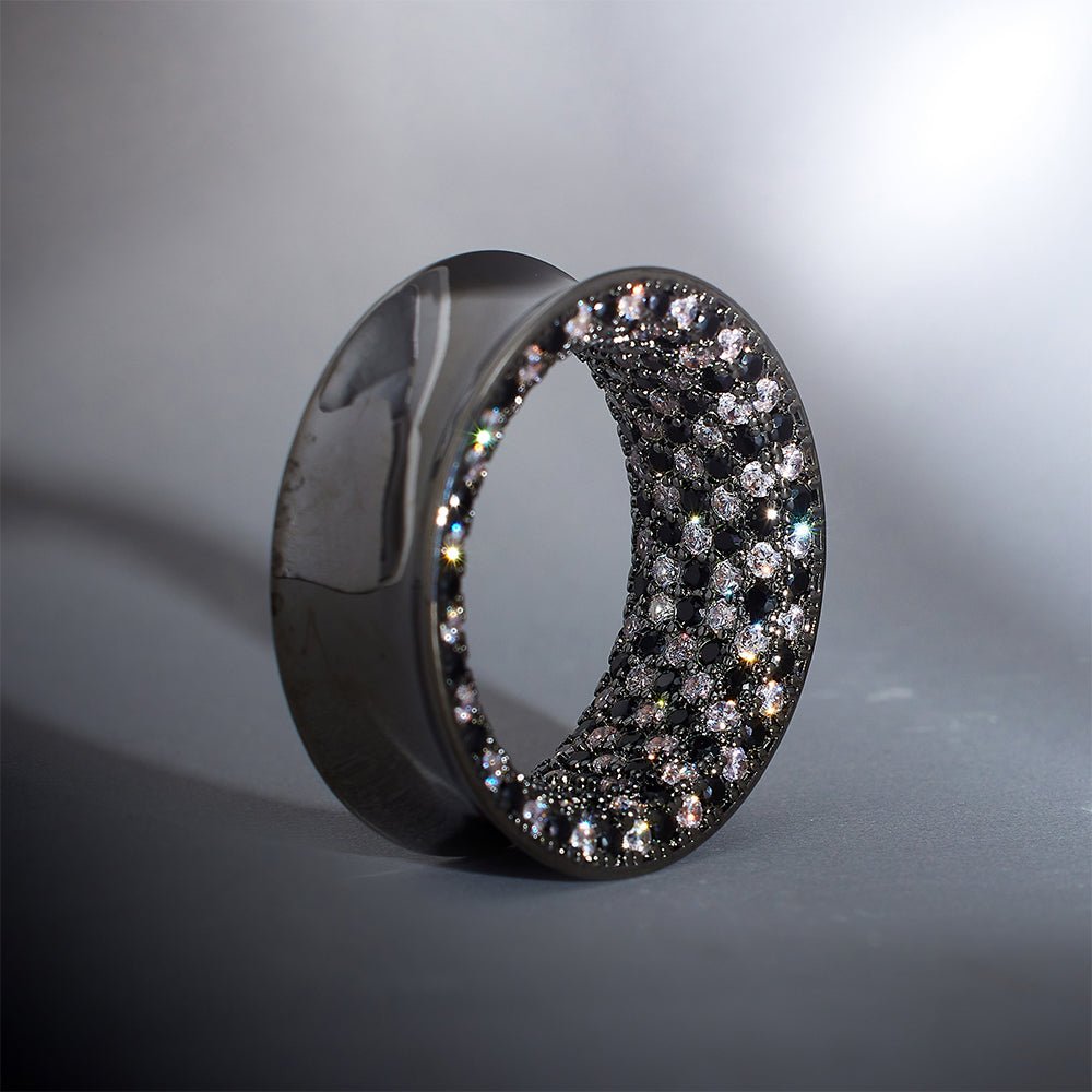 Tungsten Steel Zircon Checkerboard Tunnel(2pcs) - AKAK BODYJEWELRY - ear - tunnel