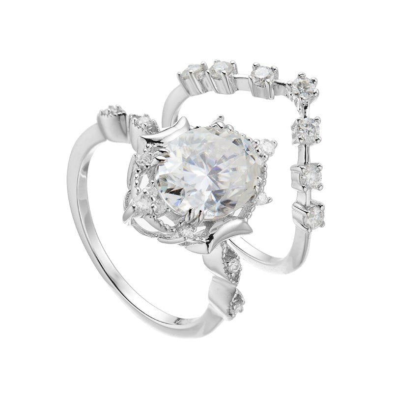 Vintage Floral S925 Silver 2Carat Moissanite Bridal Set - AKAK BODYJEWELRY - ear - tunnel