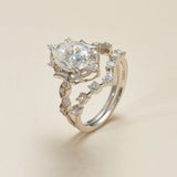 Vintage Floral S925 Silver 2Carat Moissanite Bridal Set - AKAK BODYJEWELRY - ear - tunnel
