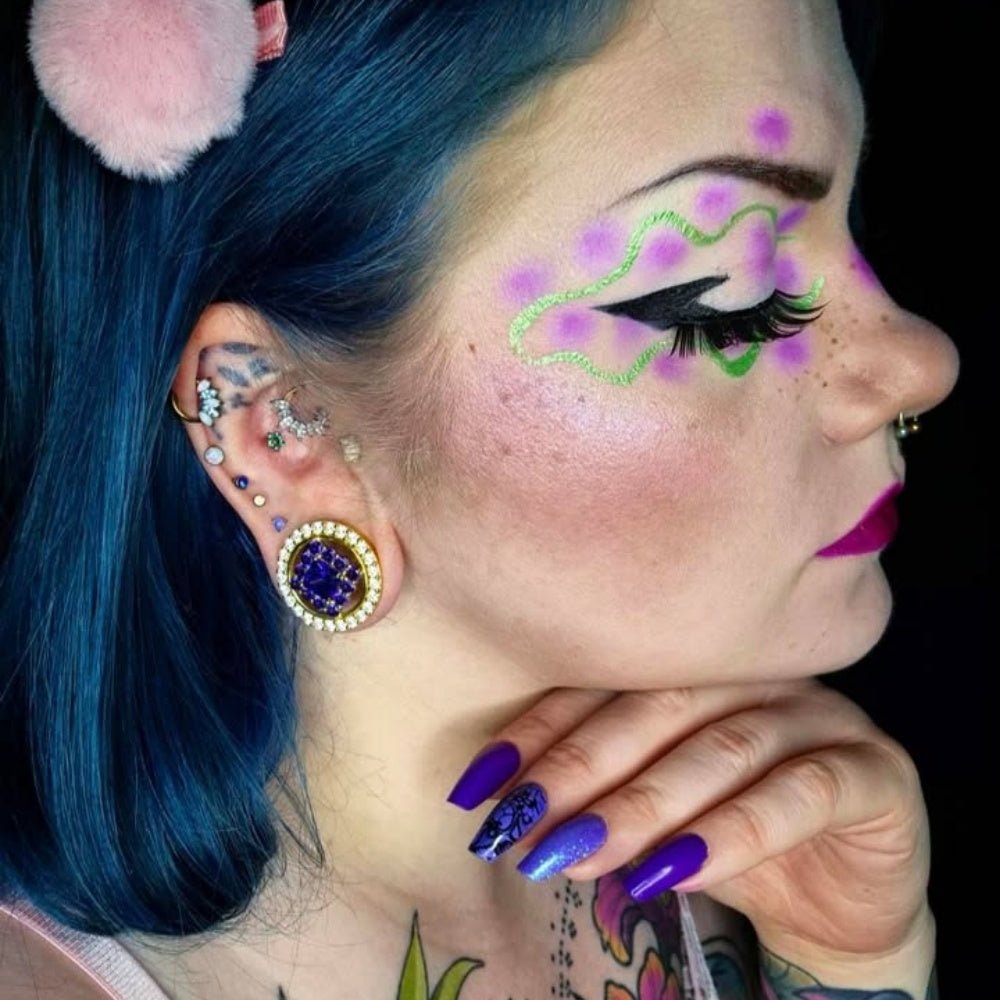Violet Crown 14K Moissanite Ear Gauge Tunnel (2Pcs) - AKAK BODYJEWELRY - ear - tunnel