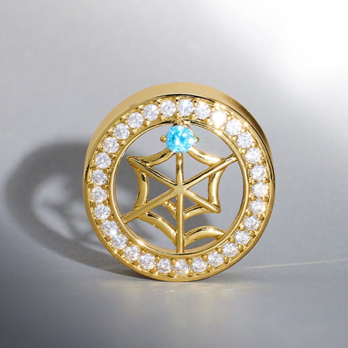 Web Blue Stone Moissanite 14K Ear Gauge Tunnel (2Pcs) - AKAK BODYJEWELRY - ear - tunnel