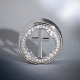 Window of Holy Light Moissanite S925 Silver Ear Gauge Tunnel (2Pcs) - AKAK BODYJEWELRY