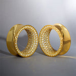 Yellow Zircon 8K Stars Shining Tunnel (2Pcs) - AKAK BODYJEWELRY - ear - tunnel