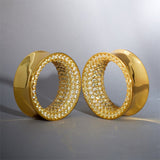 Yellow Zircon S925 Silver Stars Shining Tunnel (2Pcs) - AKAK BODYJEWELRY - ear - tunnel
